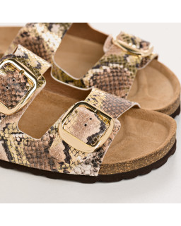 Mules Mercure Python Metal - Confort et éclat doré - Reqins