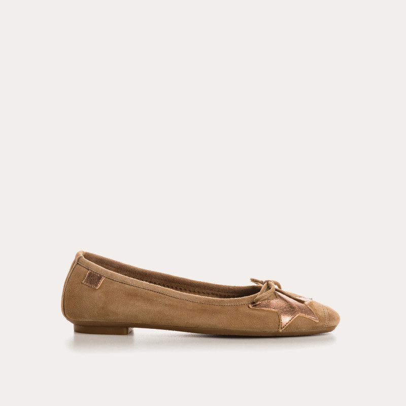 Hello Velvet Leather Ballerinas with Star