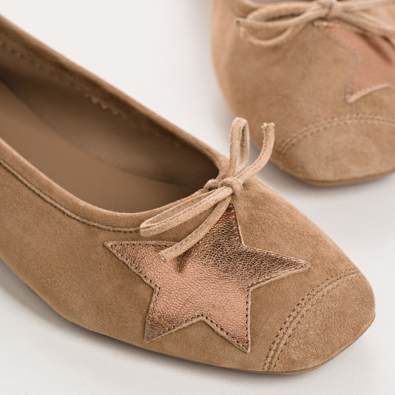 Hello Velvet Leather Ballerinas with Star