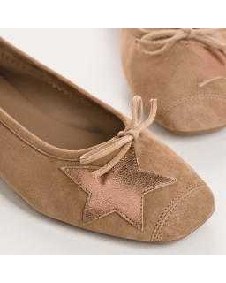 Hello Velvet Leather Ballerinas with Star