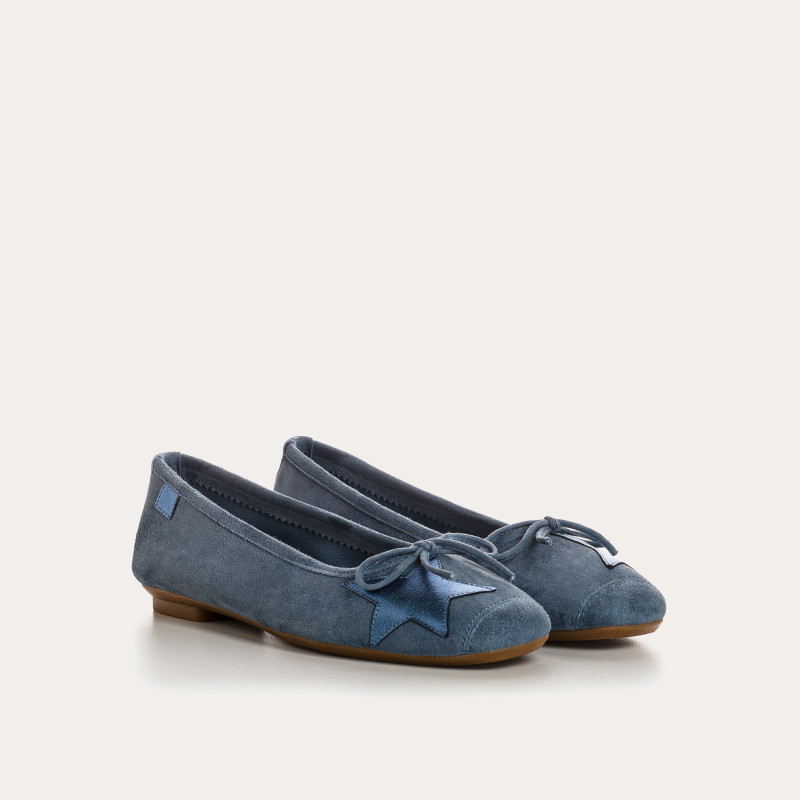 Hello Velvet Leather Ballerinas with Star