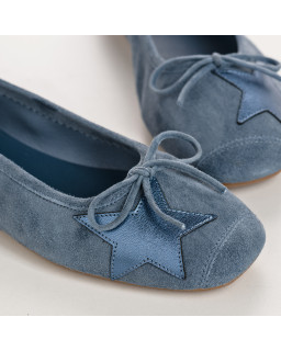 Hello Velvet Leather Ballerinas with Star