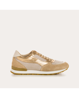 Suede sneakers and black laces metallic / women's vison