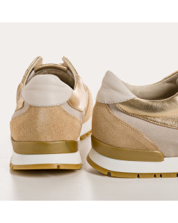 Suede sneakers and black laces metallic / women's vison