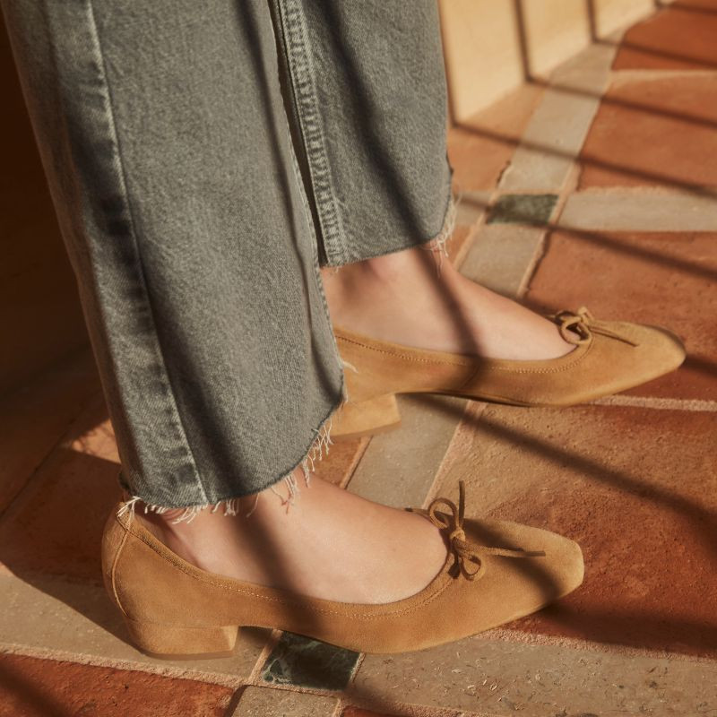 Suede heel ballerinas