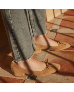 Suede heel ballerinas