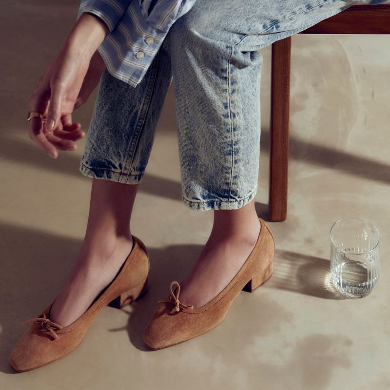 Suede heel ballerinas