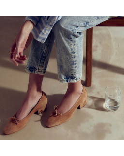 Suede heel ballerinas