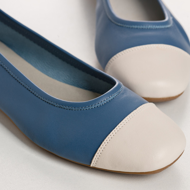 Two-coloured Halcine leather ballerinas