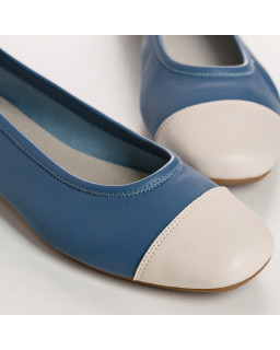 Two-coloured Halcine leather ballerinas