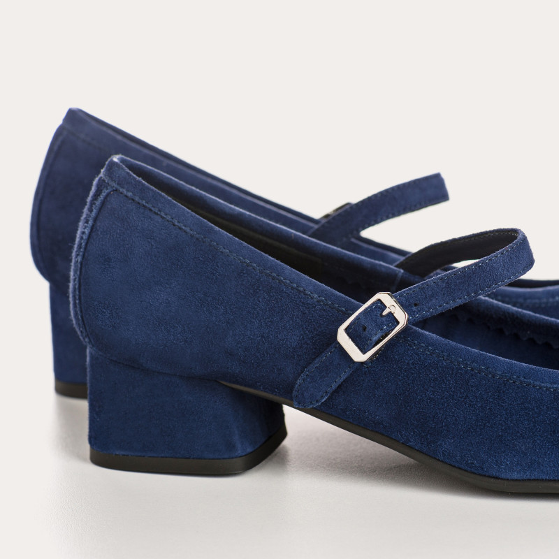 Kelly Brown Heel Mary Janes in Suede