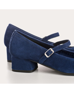 Kelly Brown Heel Mary Janes in Suede