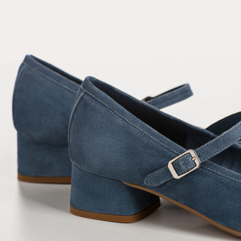 Kelly Brown Heel Mary Janes in Suede