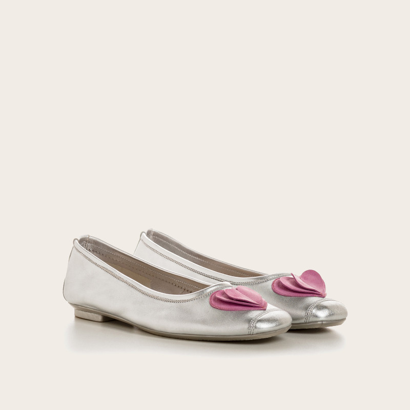 Ballerines Holove en cuir métallisé avec motif cœur | Reqins