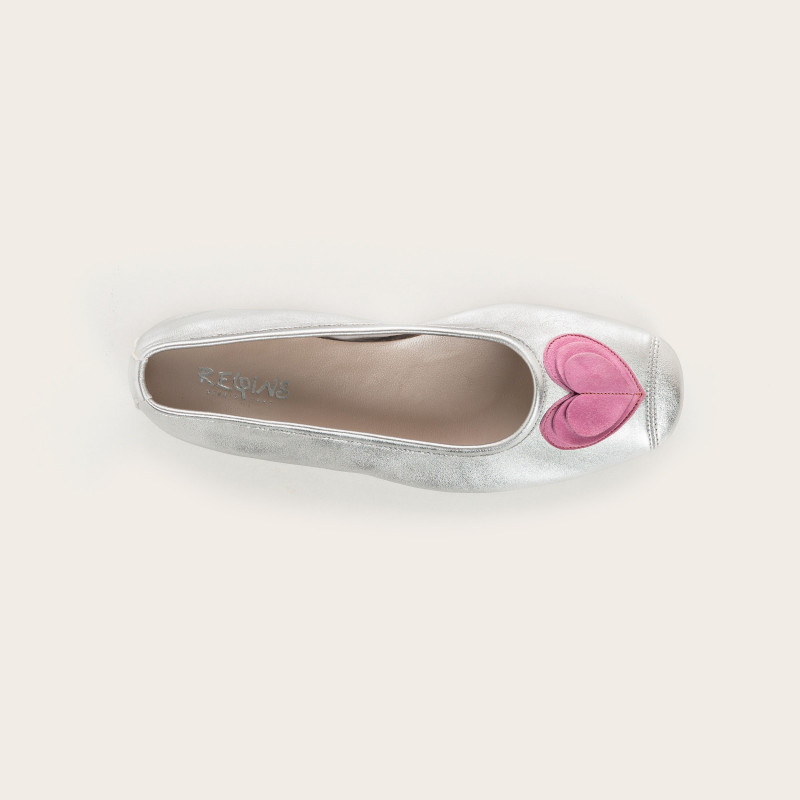 Ballerines Holove en cuir métallisé avec motif cœur | Reqins