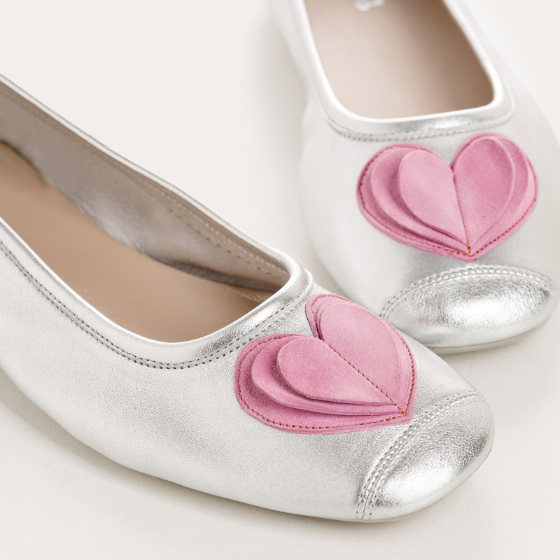 Ballerines Holove en cuir métallisé avec motif cœur | Reqins