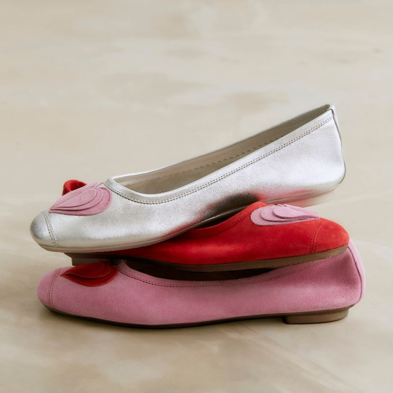 Ballerines Holove en cuir métallisé avec motif cœur | Reqins