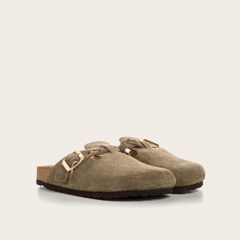 Medina buckled velvet leather Mules