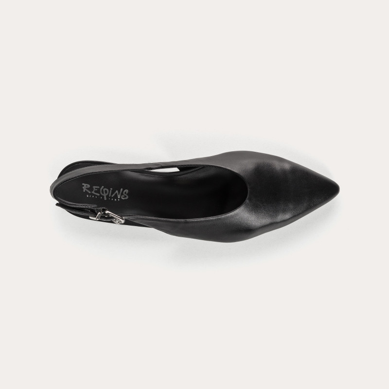 Smooth leather flatback ballerinas with ankle flange