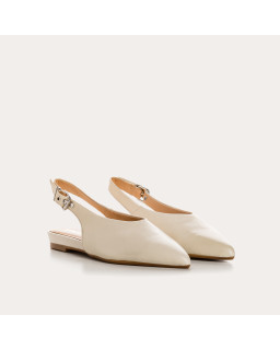 Ballerines slingback plates en cuir lisse avec bride cheville