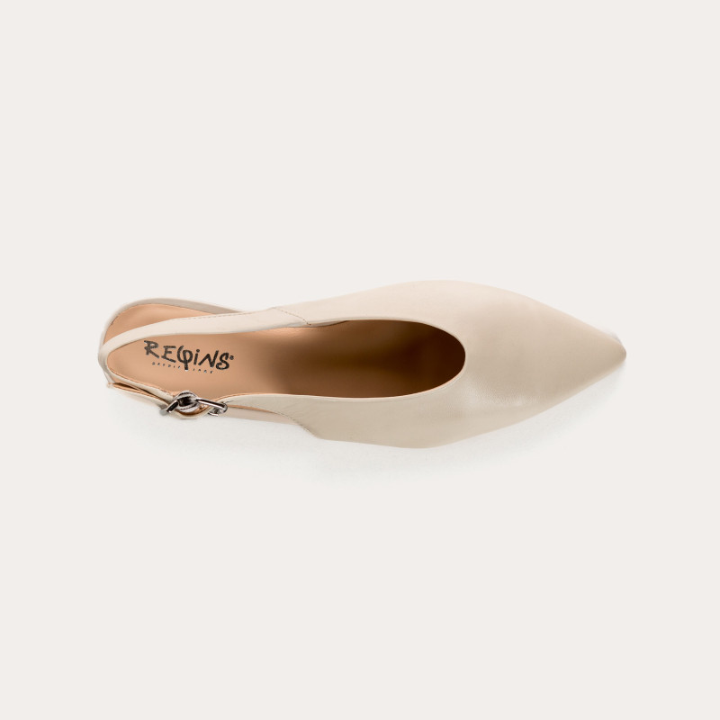 Smooth leather flatback ballerinas with ankle flange