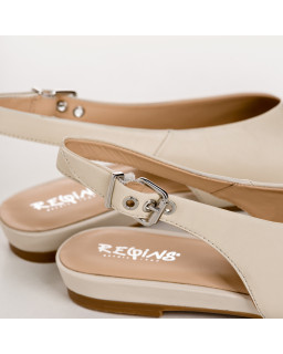 Smooth leather flatback ballerinas with ankle flange