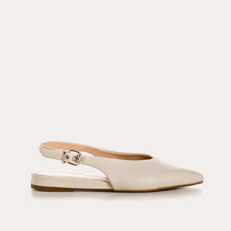 Ballerines slingback plates en cuir lisse avec bride cheville