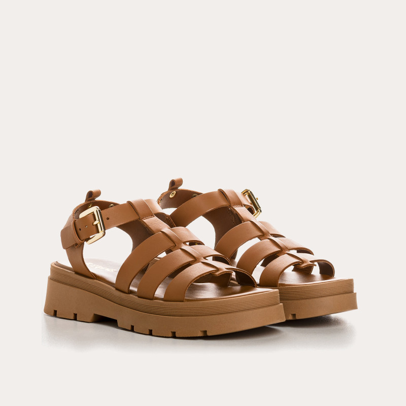 Luxor leather sandals with heel 4 cm - Chic Uncontracted