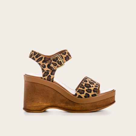 Laos Sandals Leather Leopard Leopard - Reqins