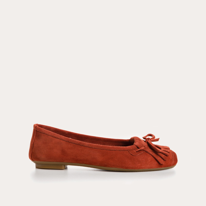 Hindi leather velvet ballerinas with fringes