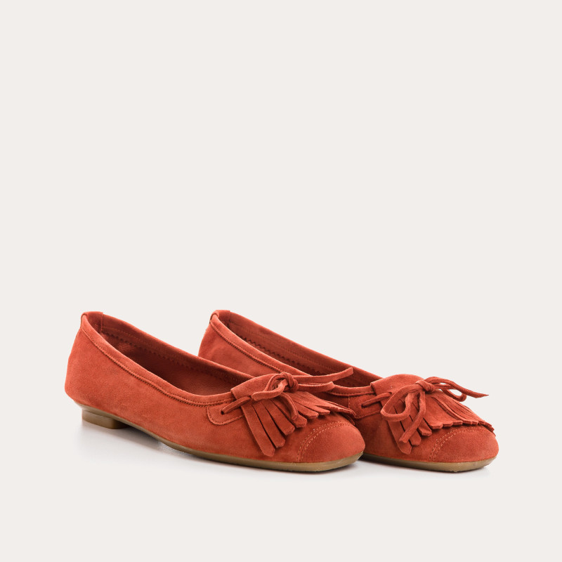 Hindi leather velvet ballerinas with fringes