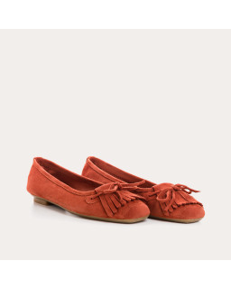 Hindi leather velvet ballerinas with fringes