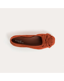 Hindi leather velvet ballerinas with fringes