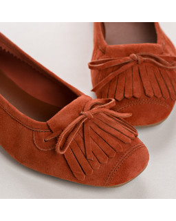 Hindi leather velvet ballerinas with fringes
