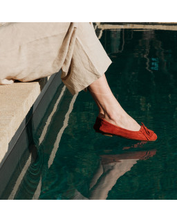 Ballerines Hindi en cuir velours à franges | Reqins