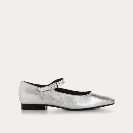 Silver Mary Janes Texane | Reqins