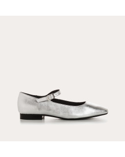 Silver Mary Janes Texane | Reqins