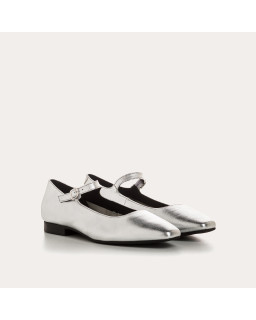 Silver Mary Janes Texane | Reqins