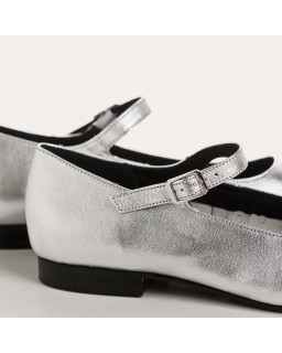 Silver Mary Janes Texane | Reqins