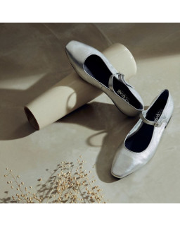 Silver Mary Janes Texane | Reqins