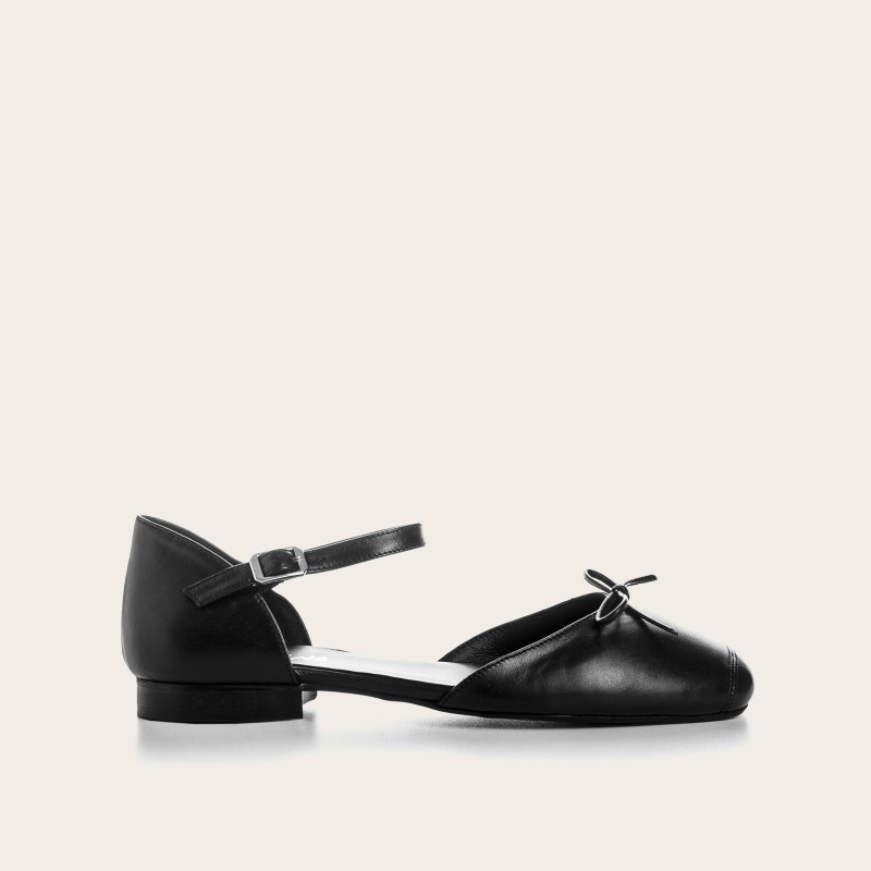 Mary Janes Sweetheart Black Leather | Reqins