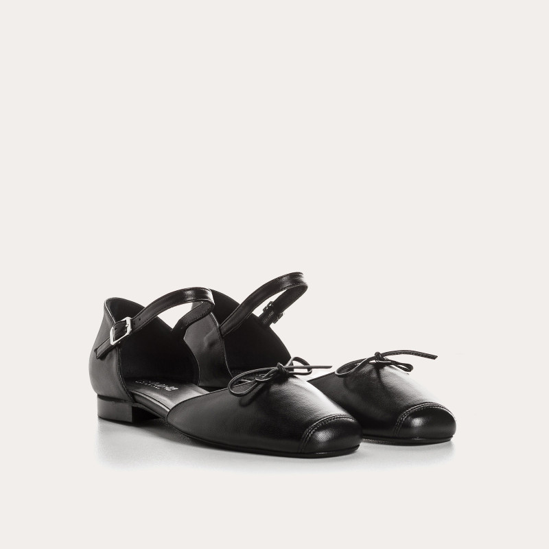 Mary Janes Sweetheart Black Leather | Reqins