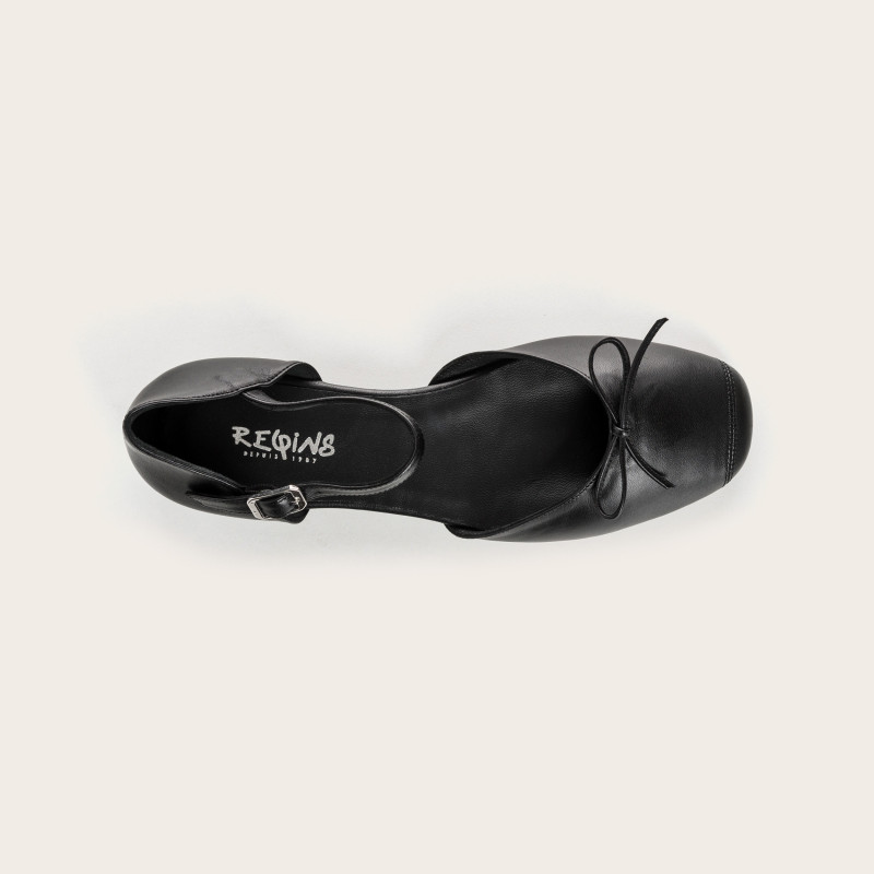 Mary Janes Sweetheart Black Leather | Reqins