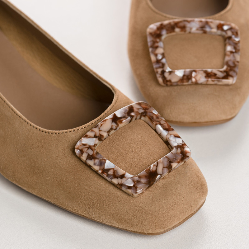 Kimbo Heel Ballerinas - Women's Suede Shoes | Reqins