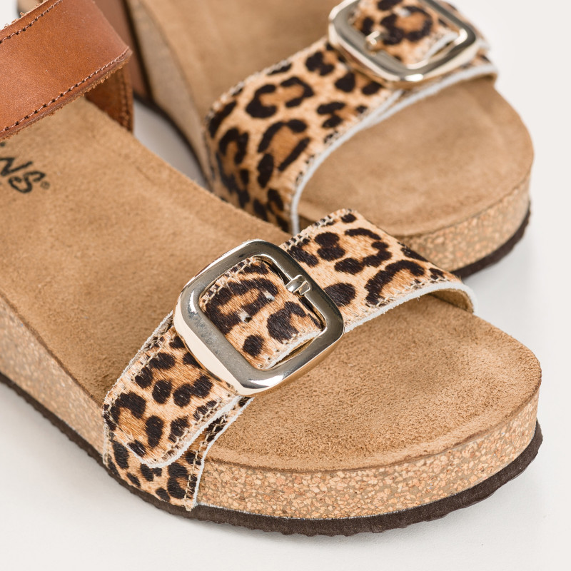 Leather Leopard Queen Sandals - Reqins