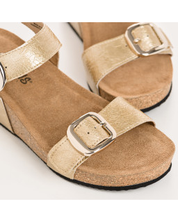 Sandales Queenie à talons compensés | Cuir vernis grainé – Reqins