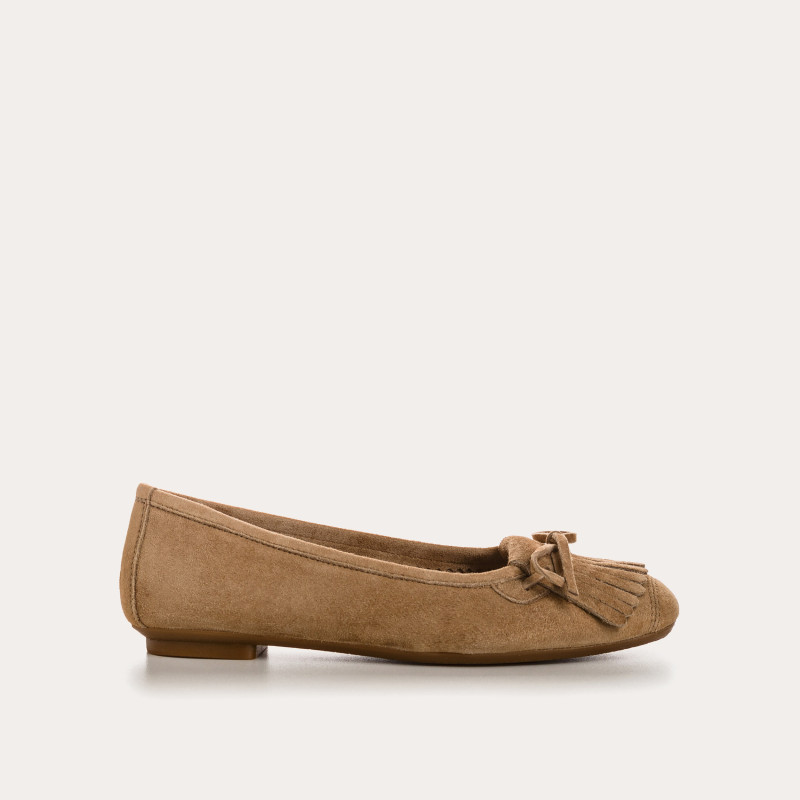 Hindi leather velvet ballerinas with fringes