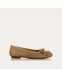 Hindi leather velvet ballerinas with fringes