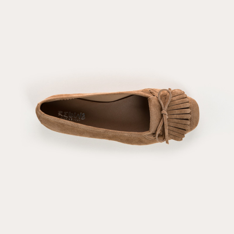 Hindi leather velvet ballerinas with fringes