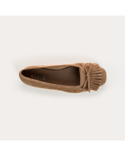 Hindi leather velvet ballerinas with fringes